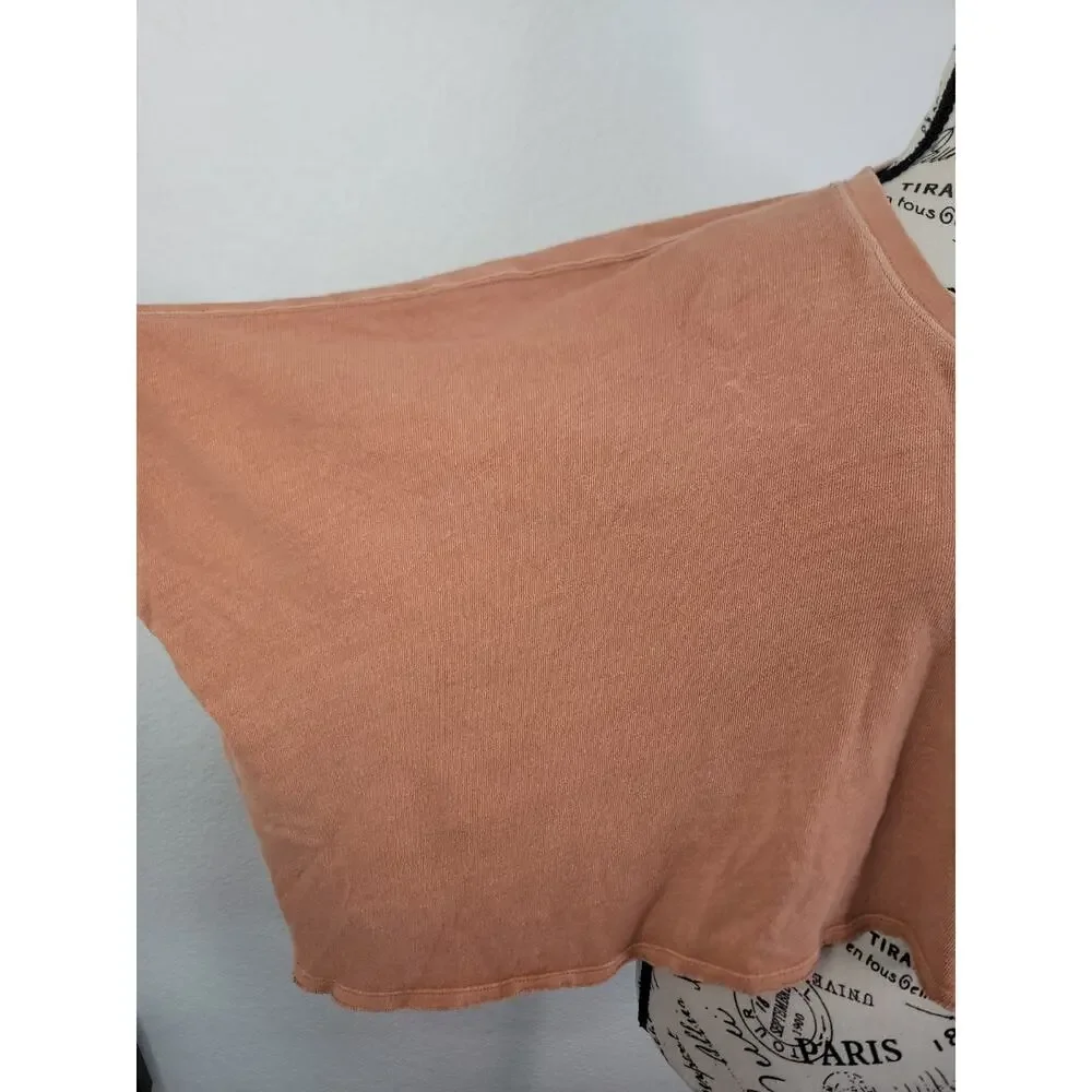 Free People Cropped Tee Sz M Coral Short Sleeves CC Tee Relaxed We The Free - Picture 5 of 11
